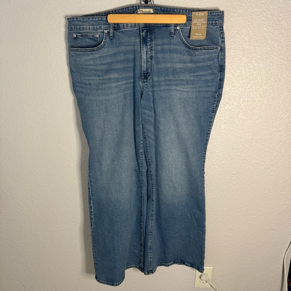 NWT Madewell Perfect Vintage Flare Jean Size 22W Medium Wash Stretch High Rise